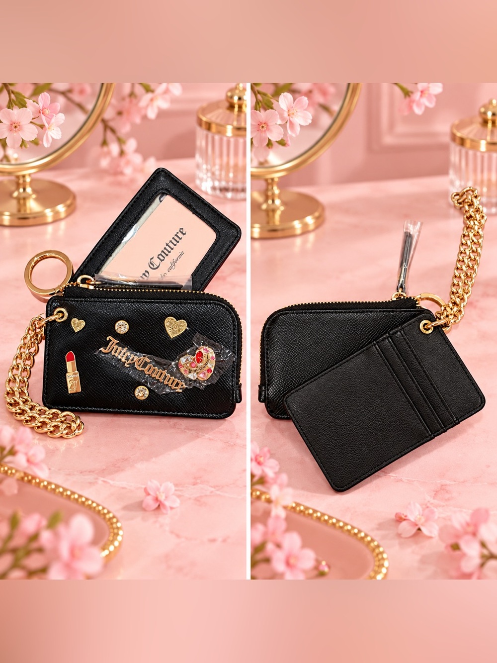 Juicy Couture Black Card Holder & Zip Pouch